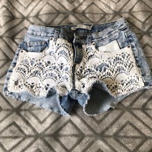 Lace front Denim shorts